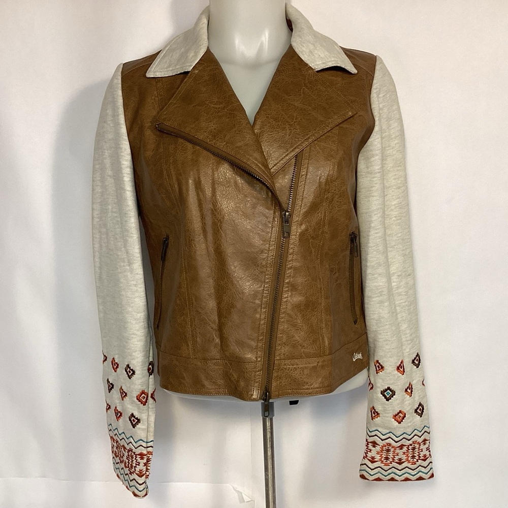 Outback womens jacket size small faux leather cross zip southwest style